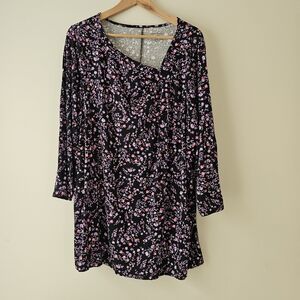 Lane Bryant knit floral print asymmetrical 3/4 sleeve top size 22/24